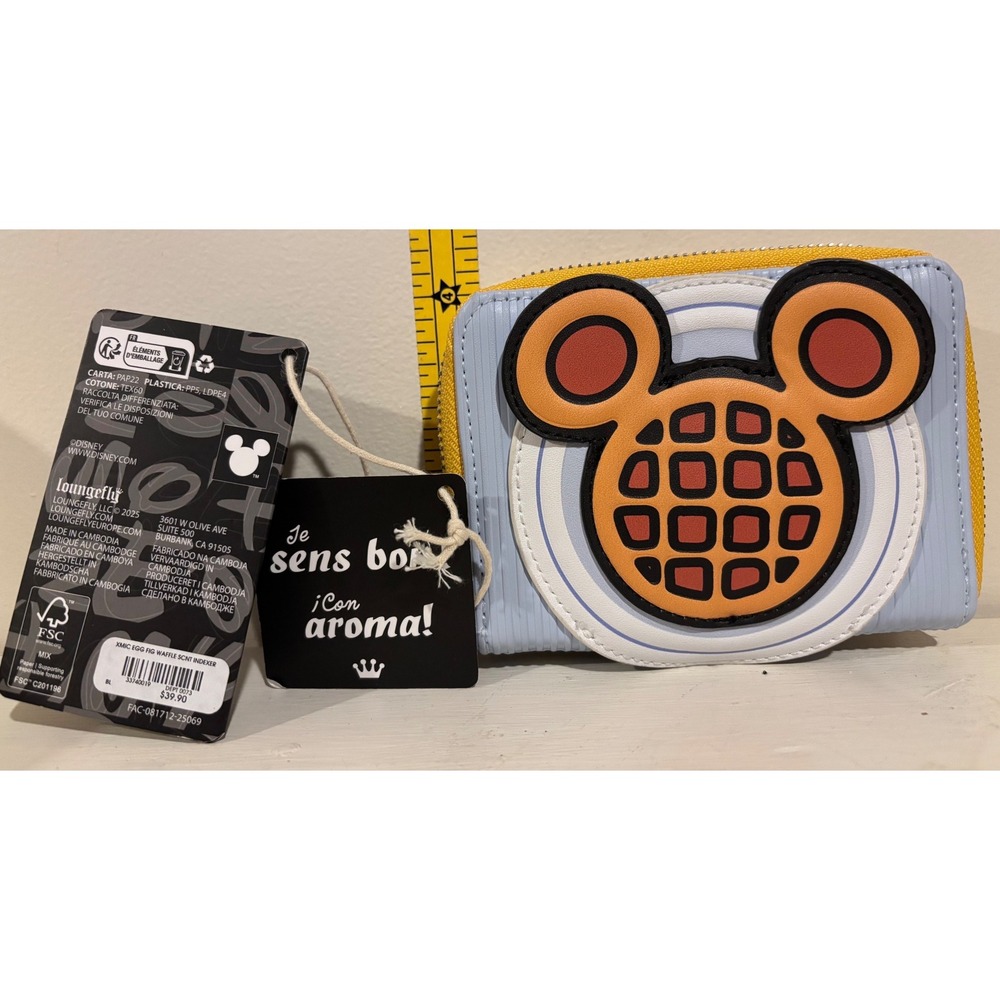 Loungefly Disney Mickey Waffle Scented Wallet Blue Yellow New With Tags - Picture 2 of 8